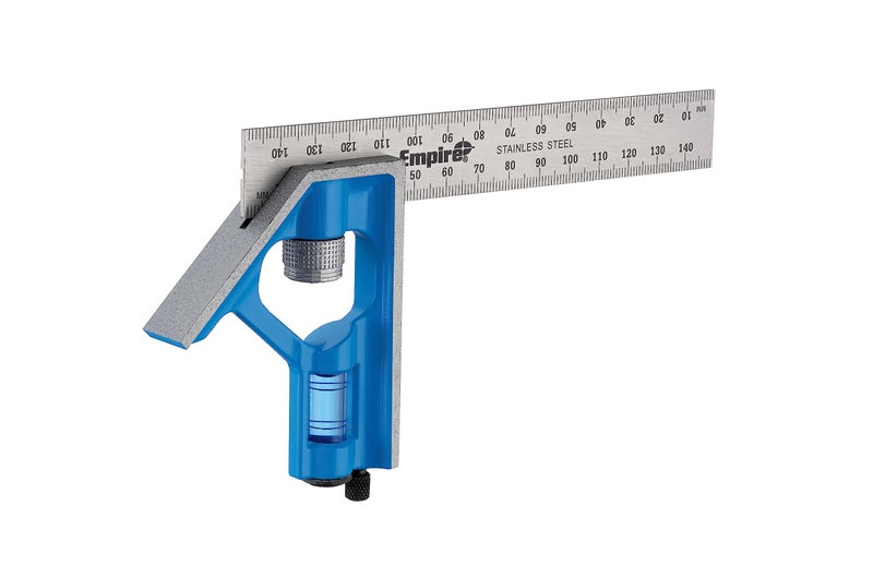 Empire Level E255M 6-Inch Pocket Combination Square With Stainless Steel Blade  Metric Graduations and True Blue Vial